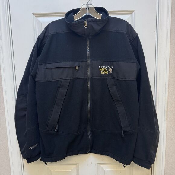 Mountain Hardwear Gore Windstopper Black Tech Fleece Jacket Mens L Full Zip - Picture 1 of 10